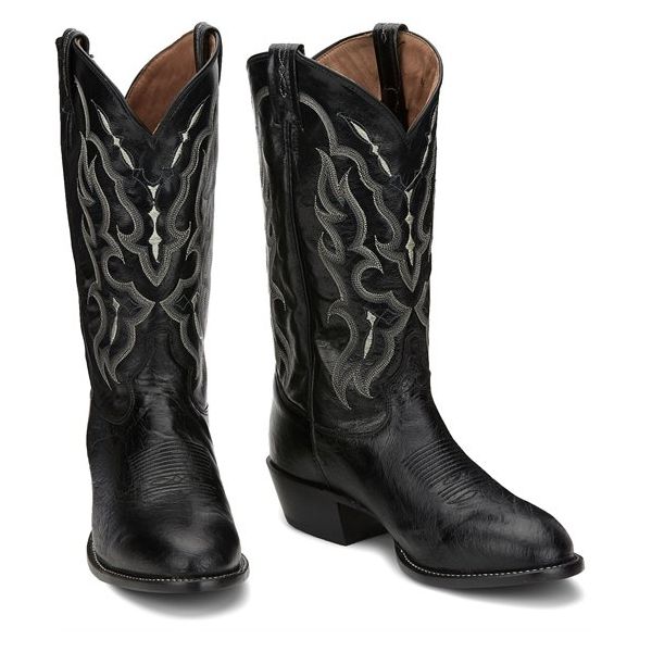 Tony Lama Boots Men's BONHAM SMOOTH OSTRICH-Black