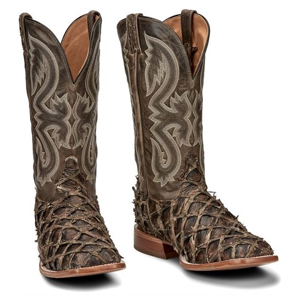 Tony Lama Boots Men's MARQUIS PIRARUCU-Tobacco Brown - Click Image to Close