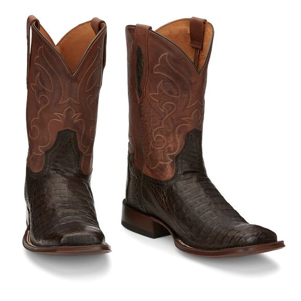 Tony Lama Boots Men's CANYON CAIMAN BELLY TAIL-Brown