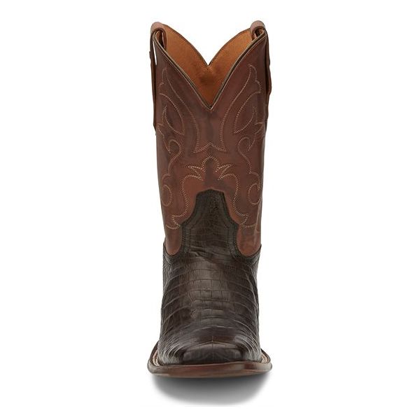 Tony Lama Boots Men's CANYON CAIMAN BELLY TAIL-Brown