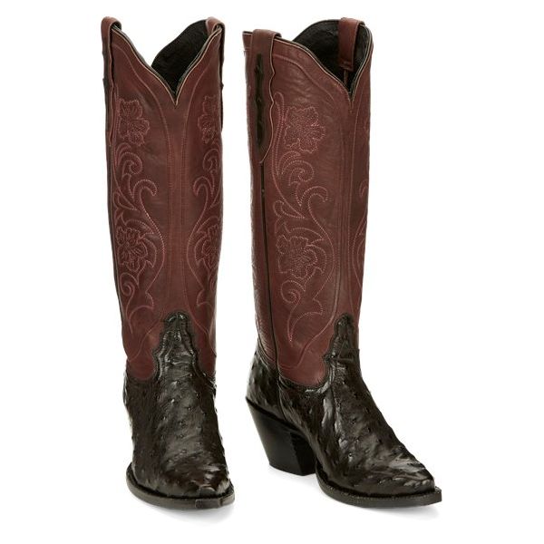 Tony Lama Boots Women's INES FULL QUILL-Black Cherry