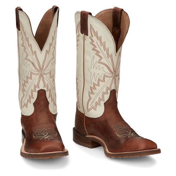 Tony Lama Boots Men's ANTONIO-White And Brown - Click Image to Close